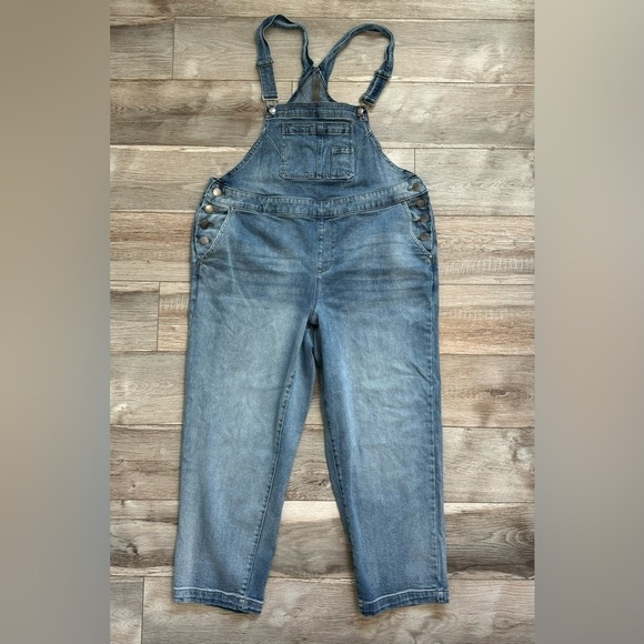 Lane Bryant Women’s Mid-Rise Essential Stretch Overalls Denim‎ Carpenter Bibs 16 - Picture 2 of 11